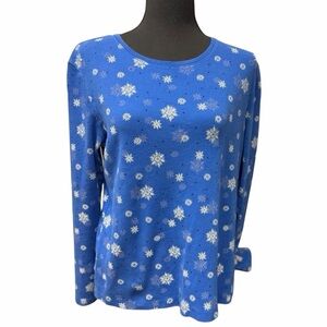 Croft & Barrow Cotton Snowflake Long-Sleeve Tee - Size M